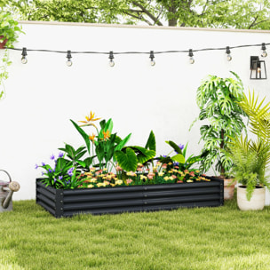 Jardinera Elevada de Acero Galvanizado Huerto Urbano para Cultivar Plantas Flores Hierba Macetero Grande Exterior Rectangular con Fondo Abierto 180x90x30 cm Gris Oscuro