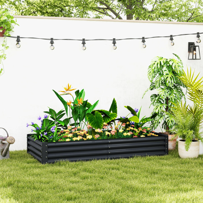 Jardinera Elevada de Acero Galvanizado Huerto Urbano para Cultivar Plantas Flores Hierba Macetero Grande Exterior Rectangular con Fondo Abierto 180x90x30 cm Gris Oscuro