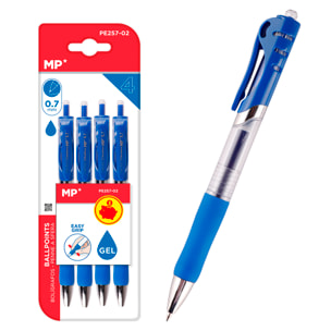 SET PENNA A INCHIOSTRO GEL PUNTA 0.7 mm 4 Pz.BLU