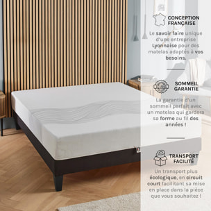 Ensemble Matelas Sensitive & Sommier Kit15, 21 cm, Mémoire de Forme, Déhoussable, Technologie Tri-Lattes, Soutien Ferme