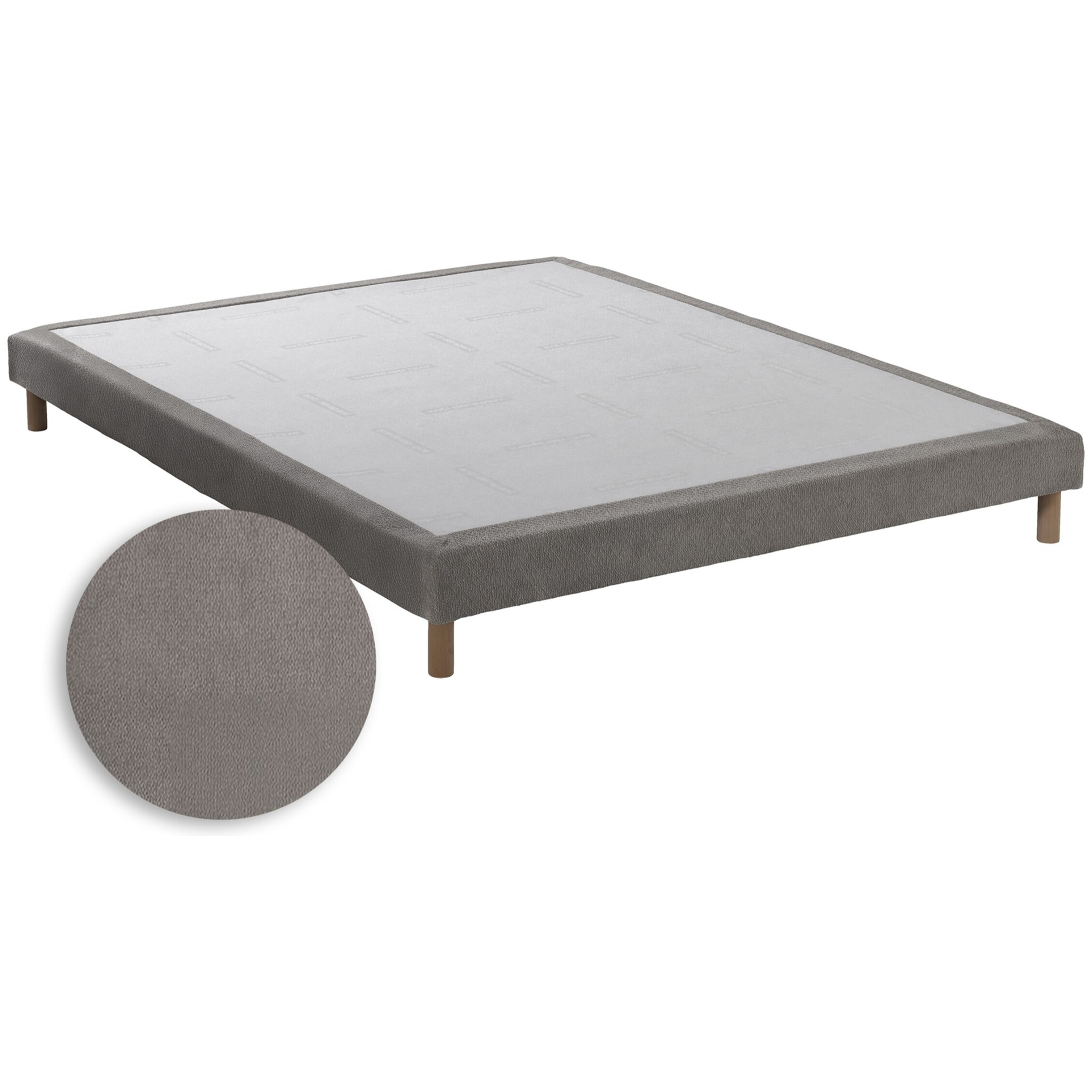 Sommier tapissier EDEN gris clair, bois massif, chenille bouclettes