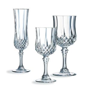 Ensemble 24 verres à pied Longchamp - Cristal d'Arques