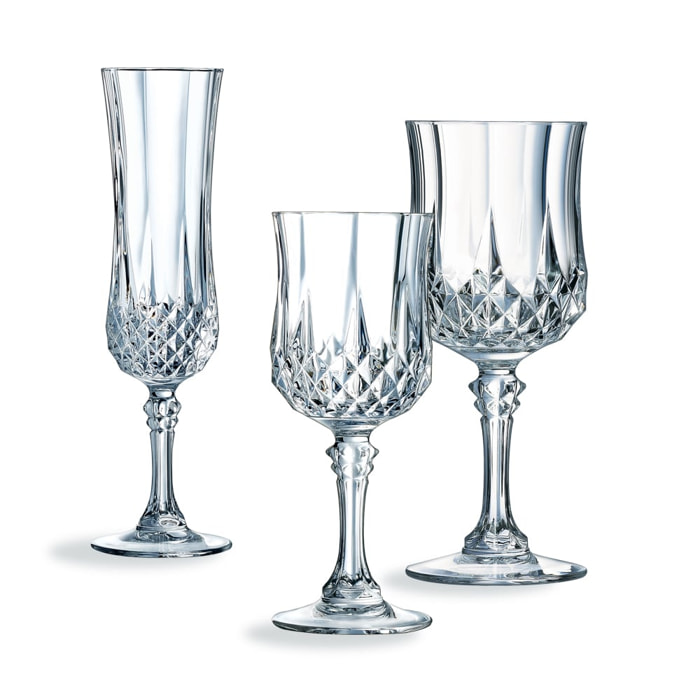 Ensemble 24 verres à pied Longchamp - Cristal d'Arques