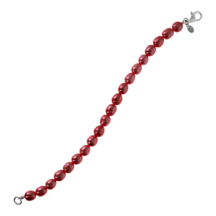 Bracciale in Argento 925 con Perle d'Acqua Dolce Rosse Ø 7/7.5 mm