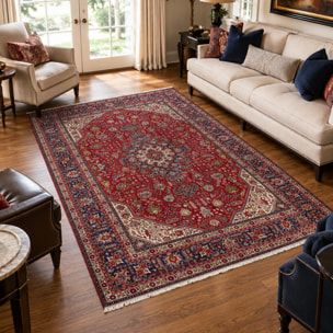 Tapis d'orient oriental, noué main, laine et soie, ARAJU