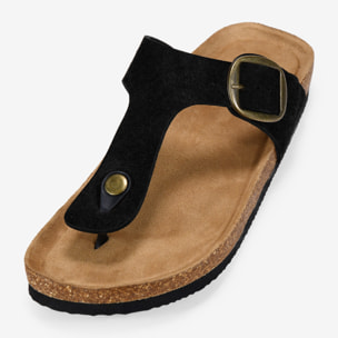 Sandalias de dedo negras en piel