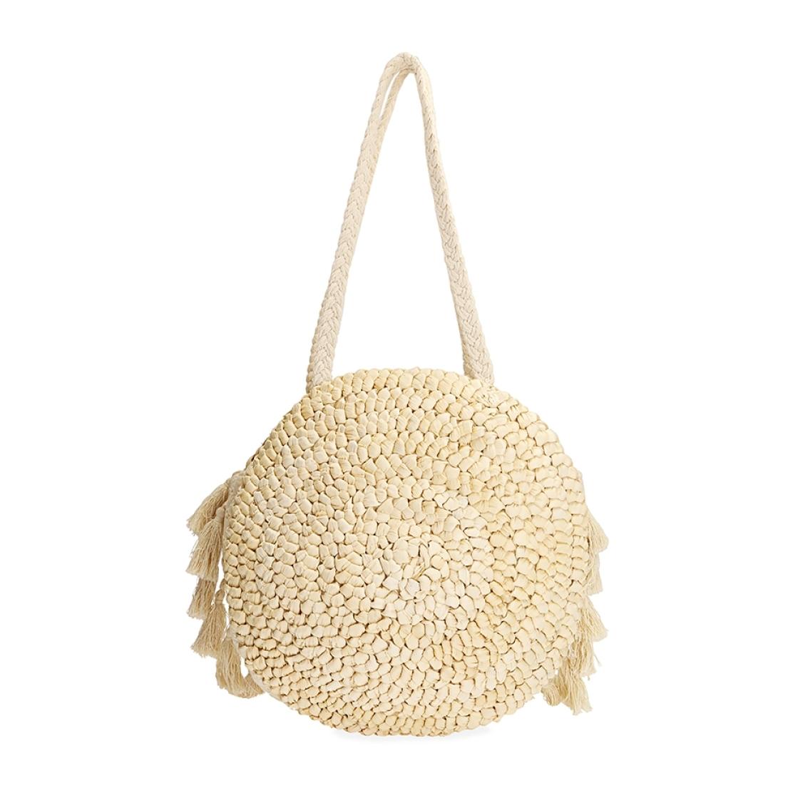 Borsa tonda beige in paglia