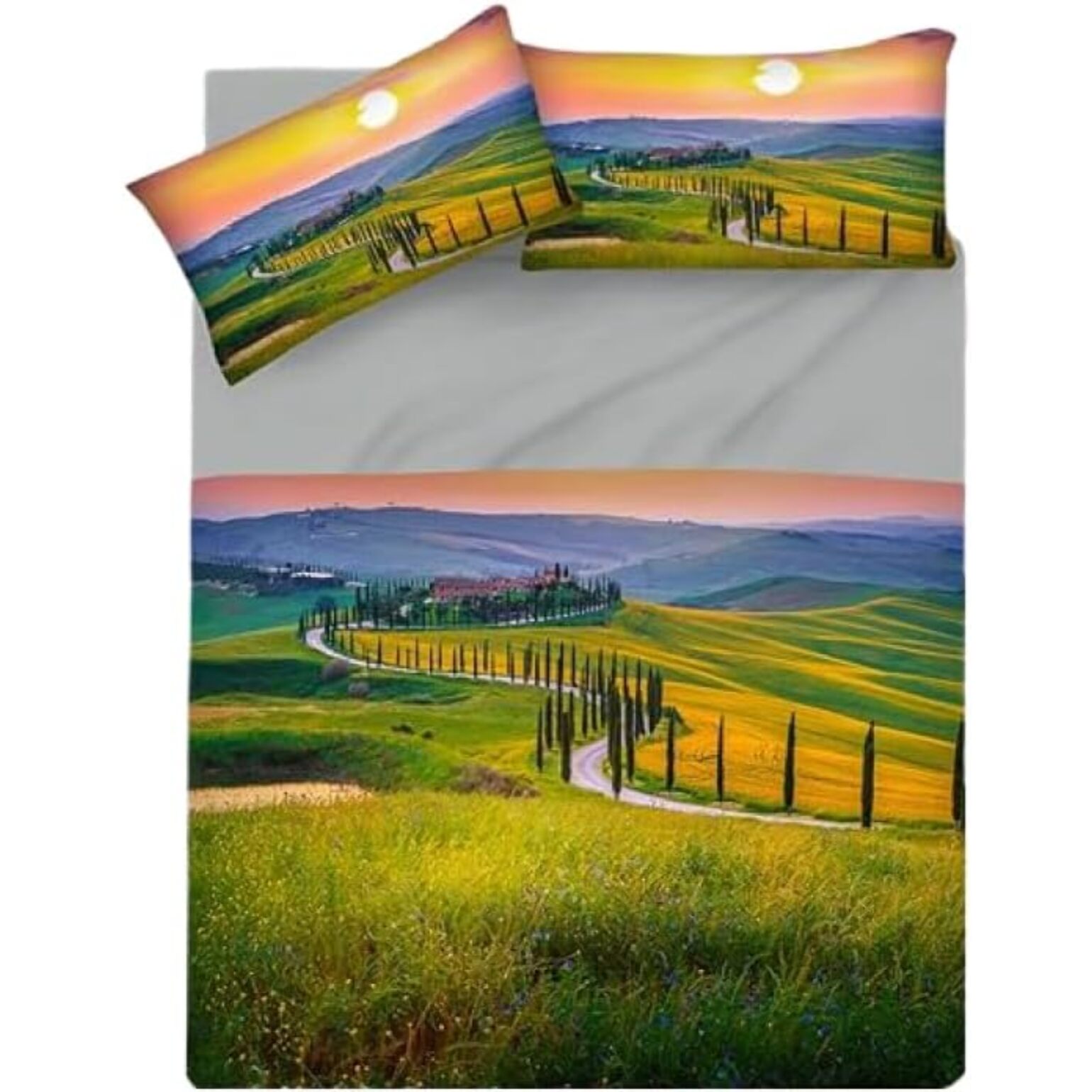 Completo lenzuola una piazza e mezza in cotone con stampa alta qualità, set letto con lenzuolo sopra, sotto con angoli e federa, morbido e traspirante per pelli sensibili, colori brillanti e durevoli, certificato OEKO-TEX, comfort quotidiano