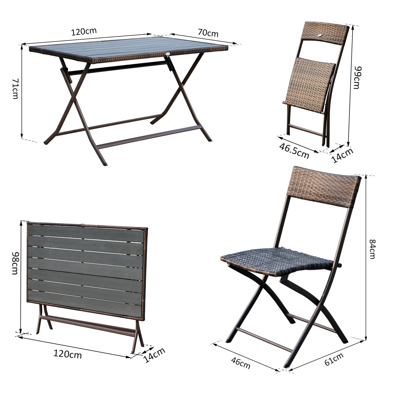 Conjunto de Mesa Sillas Muebles Plegable Ratán para Jardín Exterior Patio