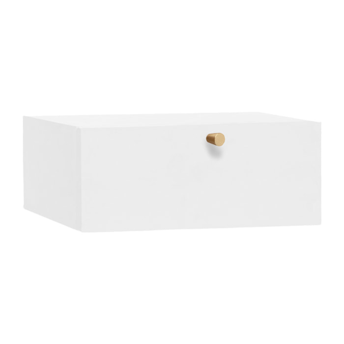 Table de chevet flottante en bois massif avec poignée en blanc 15x40cm Hauteur: 15 Longueur: 40 Largeur: 25