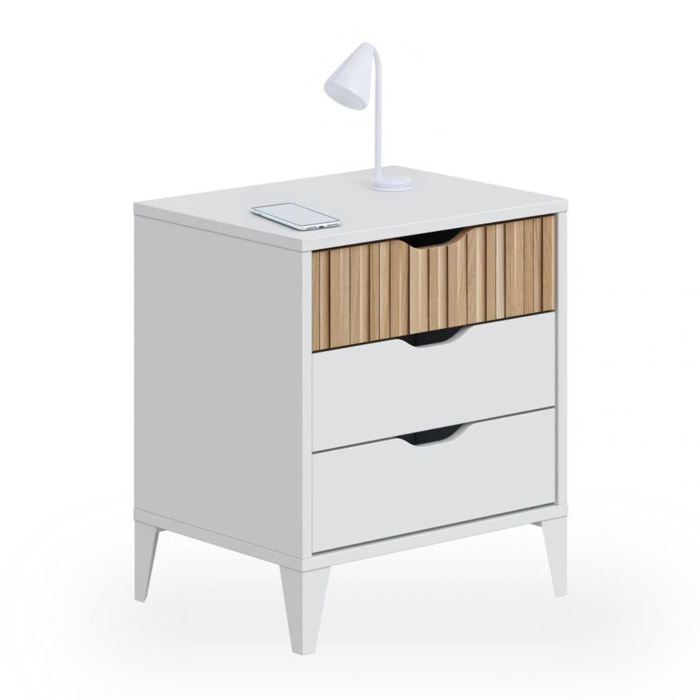 Mesita de noche Nitza On Blanco Artik (Blanco Mate) - Natur