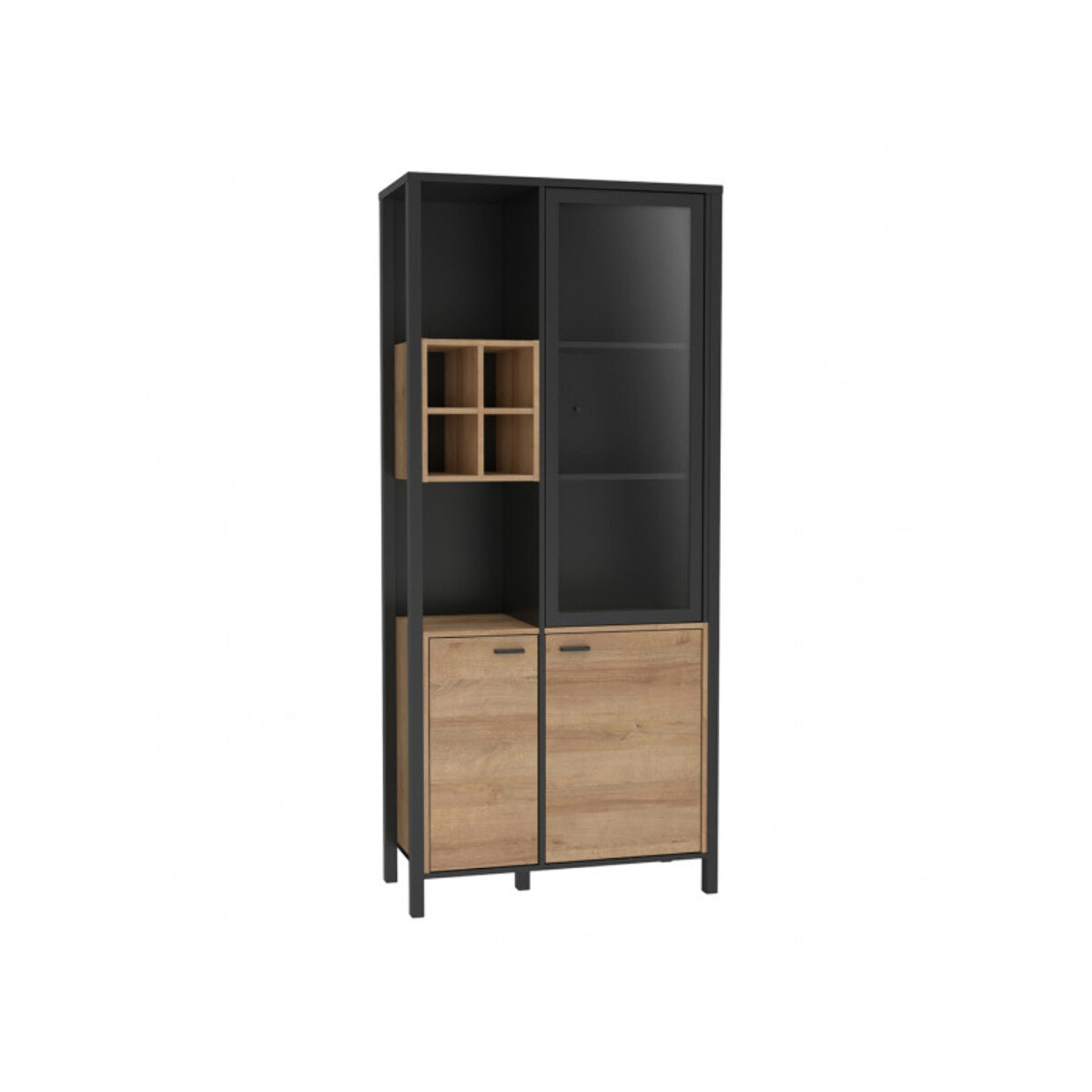 Vitrine multiples rangements en bois effet chêne - MIAMI