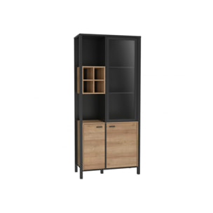 Vitrine multiples rangements en bois effet chêne - MIAMI