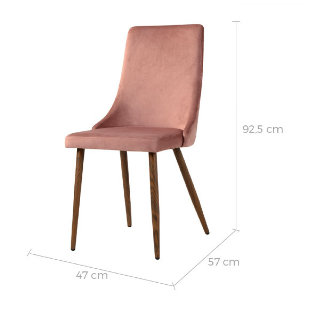 Chaise Vinni en velours rose (lot de 2)