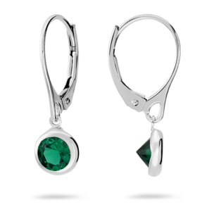 Orecchini Pendenti con Cubic Zirconia Verdi in Argento 925