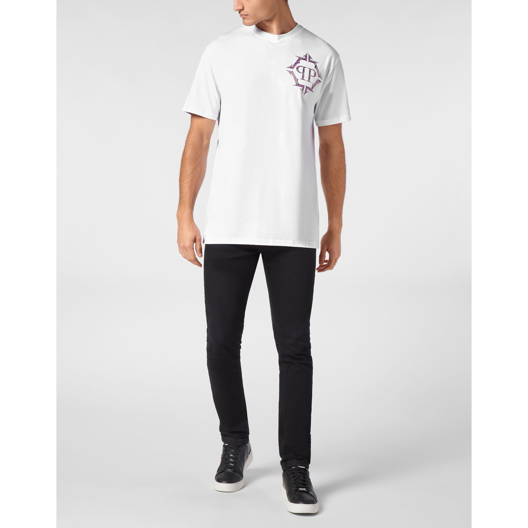 PHILIPP PLEIN Camiseta de cuello redondo y manga corta CHROME