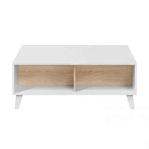 Mesa de centro elevable Zaiken Plus Blanco - Roble Canadian