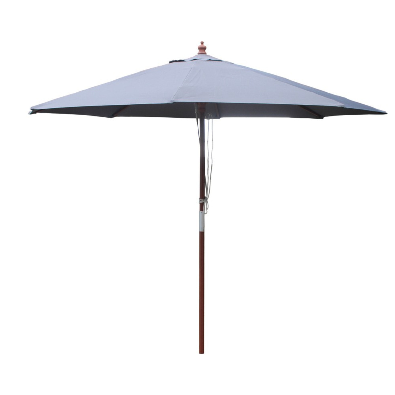Parasol en bois rond Ø 2,7 m toile grise CASERTE