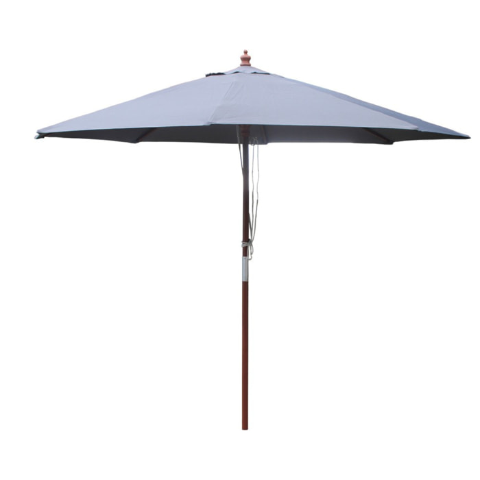 Parasol en bois rond Ø 2,7 m toile grise CASERTE