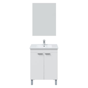 Mueble baño lupe 2p 60cm color blanco brillo con espejo, sin lavabo