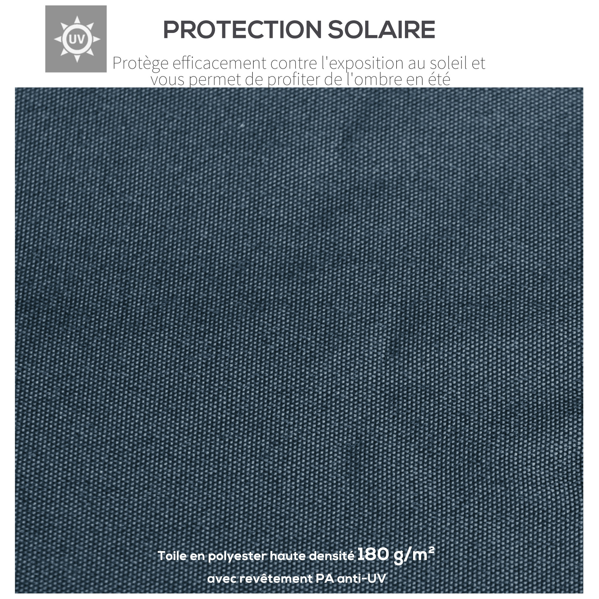 Toile de rechange pour pavillon tonnelle tente 3 x 3 m polyester haute densité 180 g/m² revêtement PA anti-UV gris