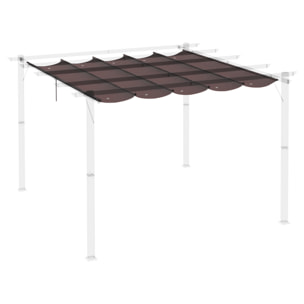 Toile de rechange pour pergola rétractable 3 x 3 m polyester haute densité 180 g/m² imperméabilisé chocolat