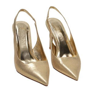 Décolleté slingback oro, tacco 9 cm