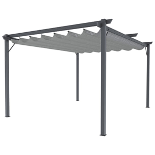 Gazebo Pergola 3x3 M Pergolato Con Telo Grigio Impermeabile Retrattile Richiudibile Struttura In Acciaio Per Giardino Terrazzo Piscina Esterno Fiere