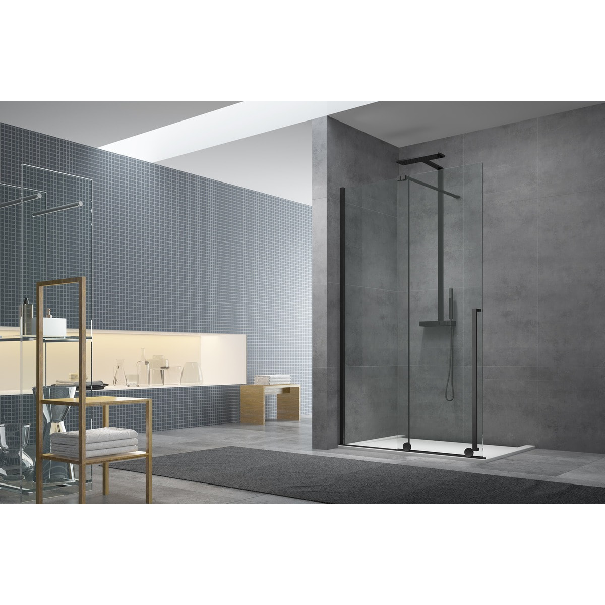 Walk-in X Motion Porte coulissante de douche sans profilés, verre transparent Easy Clean 110x200cm (SIKOWIXM110)