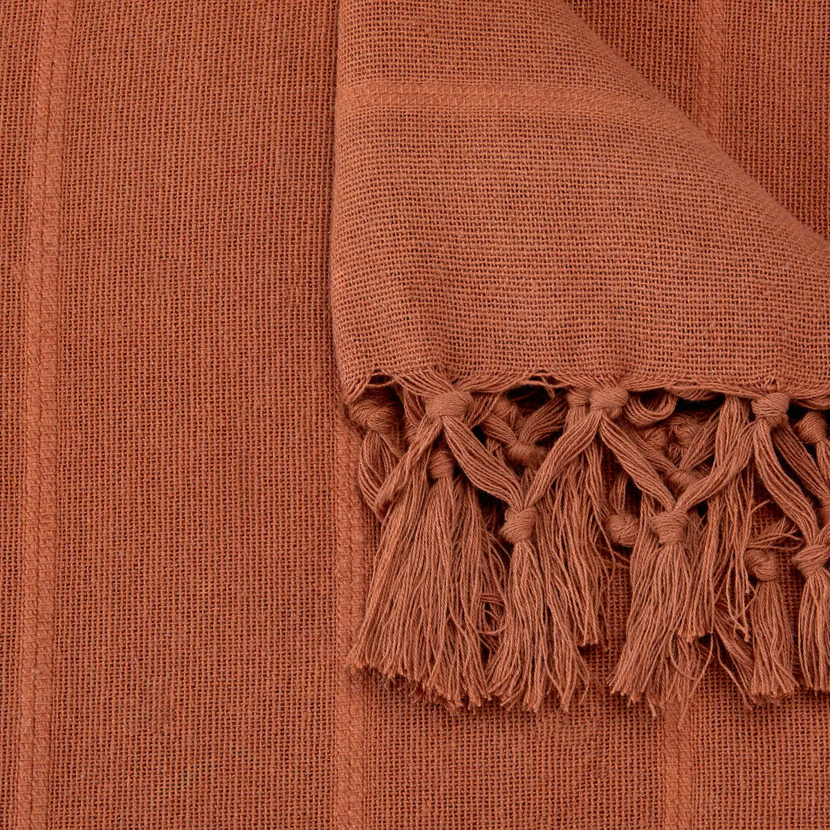 Jeté de lit Anjali 220x160 terracotta en coton