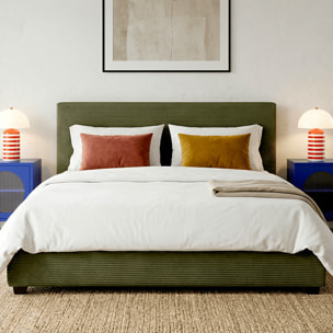 Lit avec tête de lit en velours côtelé - WILLIAM