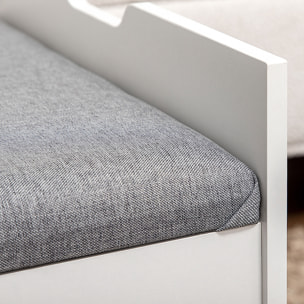 Tocador de Maquillaje con Taburete Oculto y Espejo Abatible, Mesa de Maquillaje con Cajón y 7 Compartimentos, Taburete Acolchado con Almacenamiento, para Espacios Reducidos, Vestidor, Blanco