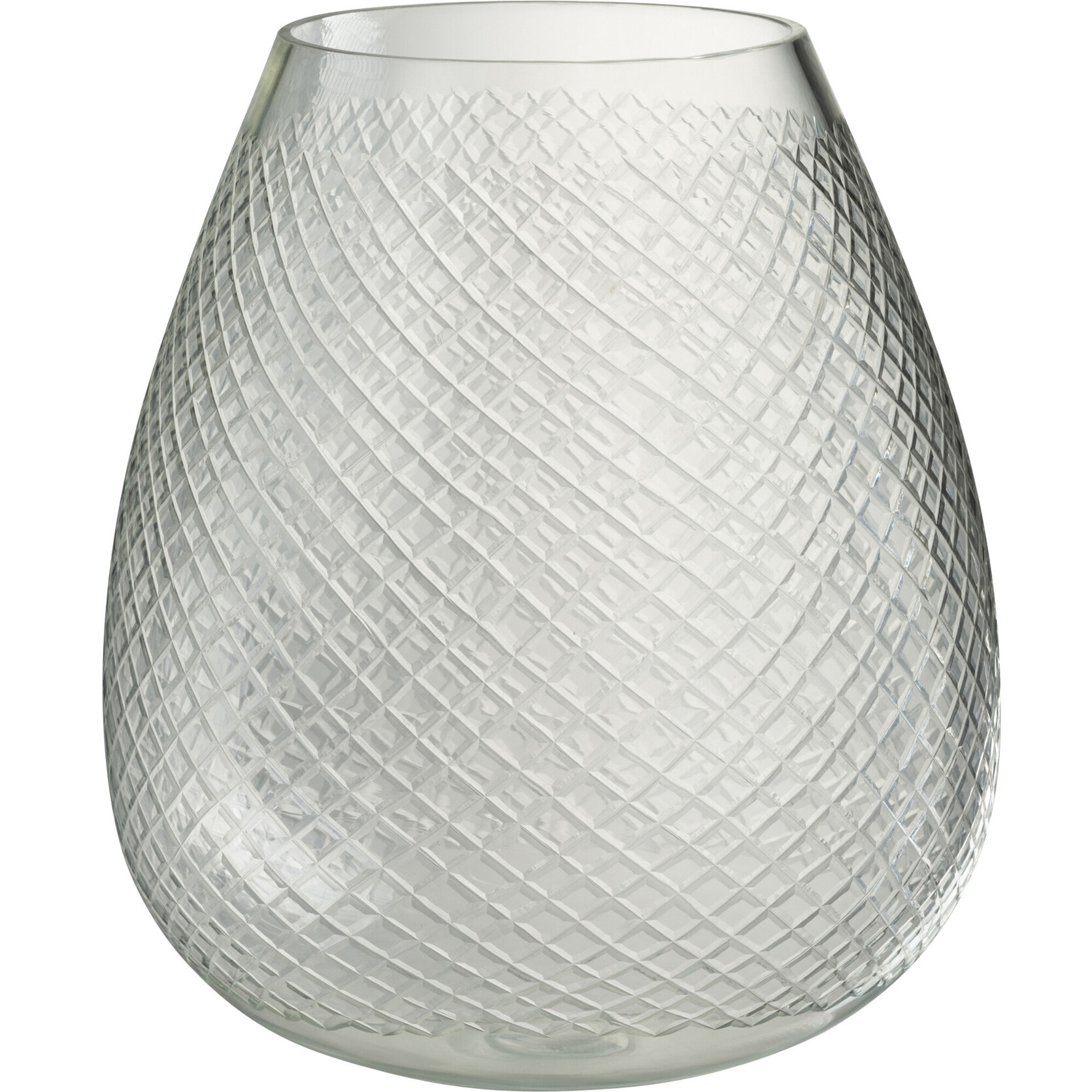 J-Line vase Carreaux - verre - trannsparent - large - Ø 25.5 cm