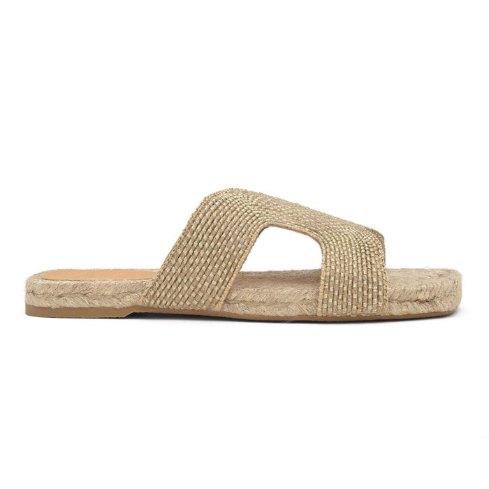 Sandalia plana slip-on Puri en yute y rayón