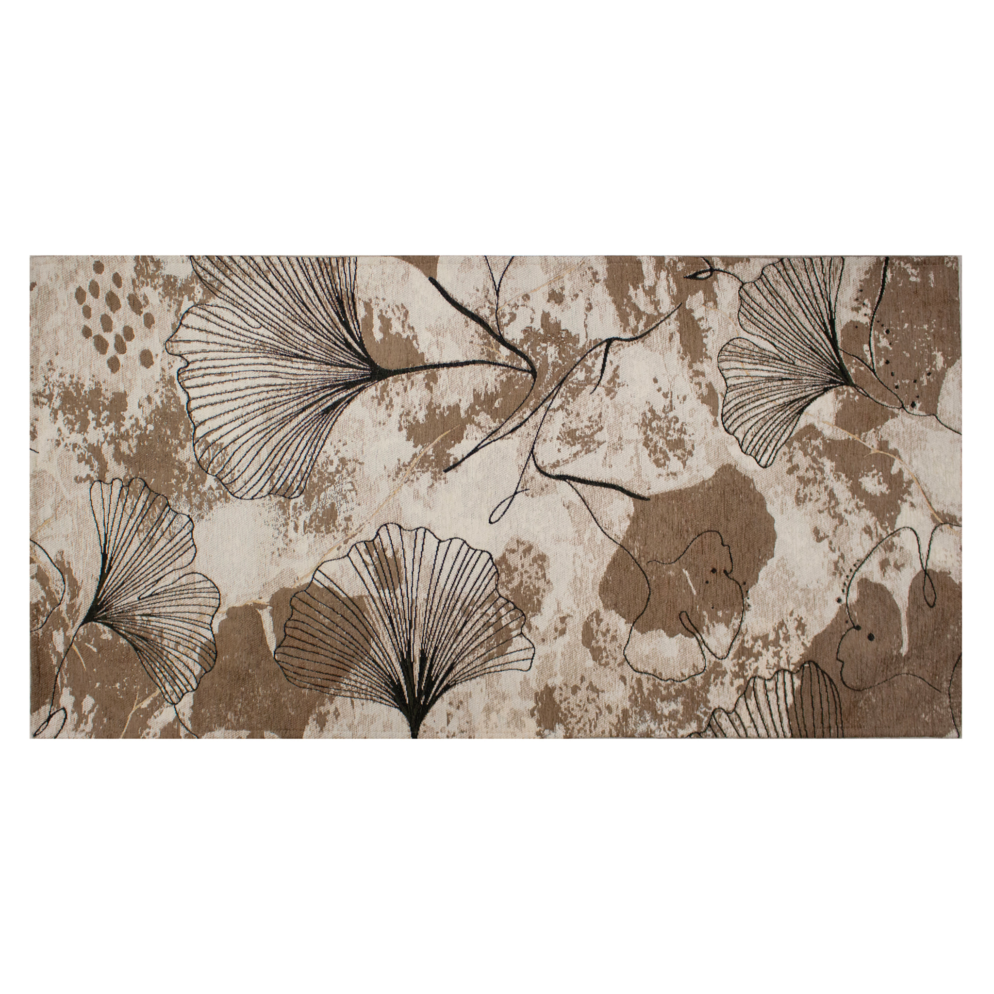 TAPPETO ARREDO DIS. GINKO FANGO MIS. 65X115 CM CON ANTISCIVOLO