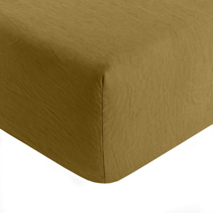 Drap housse bonnet 40cm 100% lin lavé moka