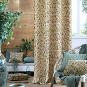 Coussin décoratif végétal graphique - Jaune moutarde