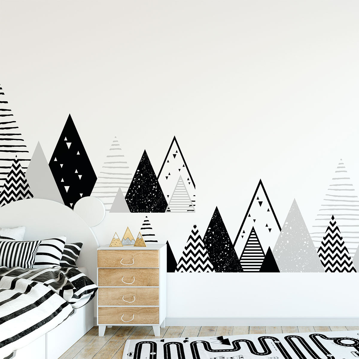 Stickers muraux enfants - Décoration chambre bébé - Autocollant Sticker mural géant enfant montagnes scandinaves MANONKA