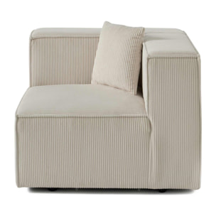 Arty - module d'assise gauche - en velours côtelé - Beige