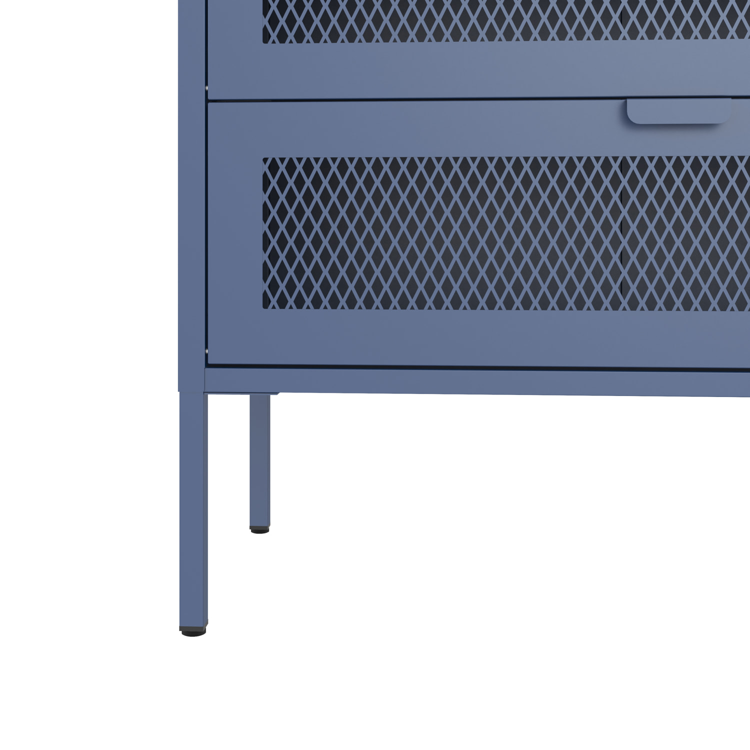 Meuble à chaussures 4 portes en métal bleu gris EMMA