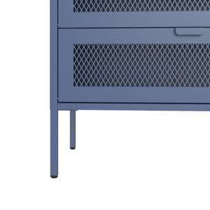 Meuble à chaussures 4 portes en métal bleu gris EMMA