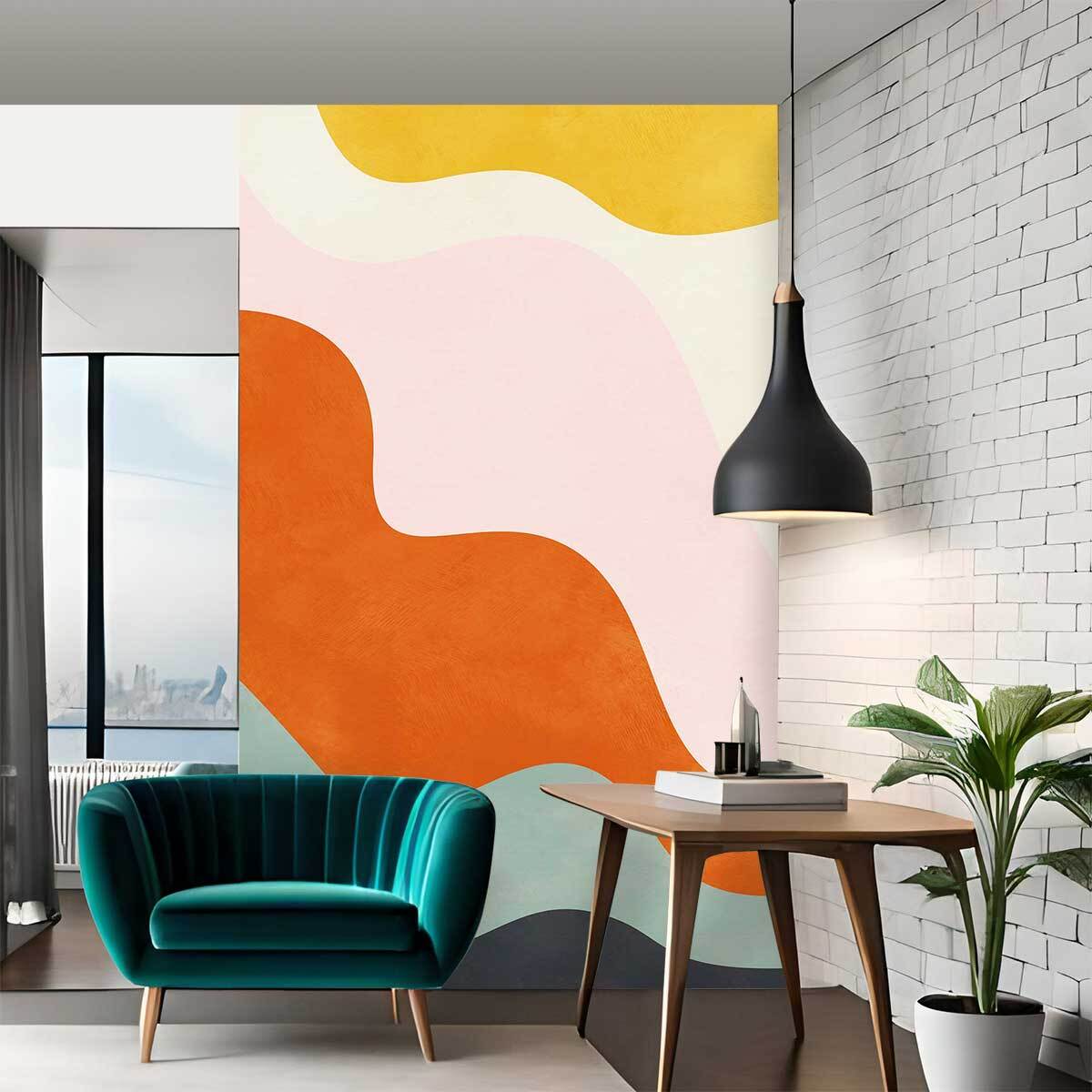 Papier peint orange Intissé