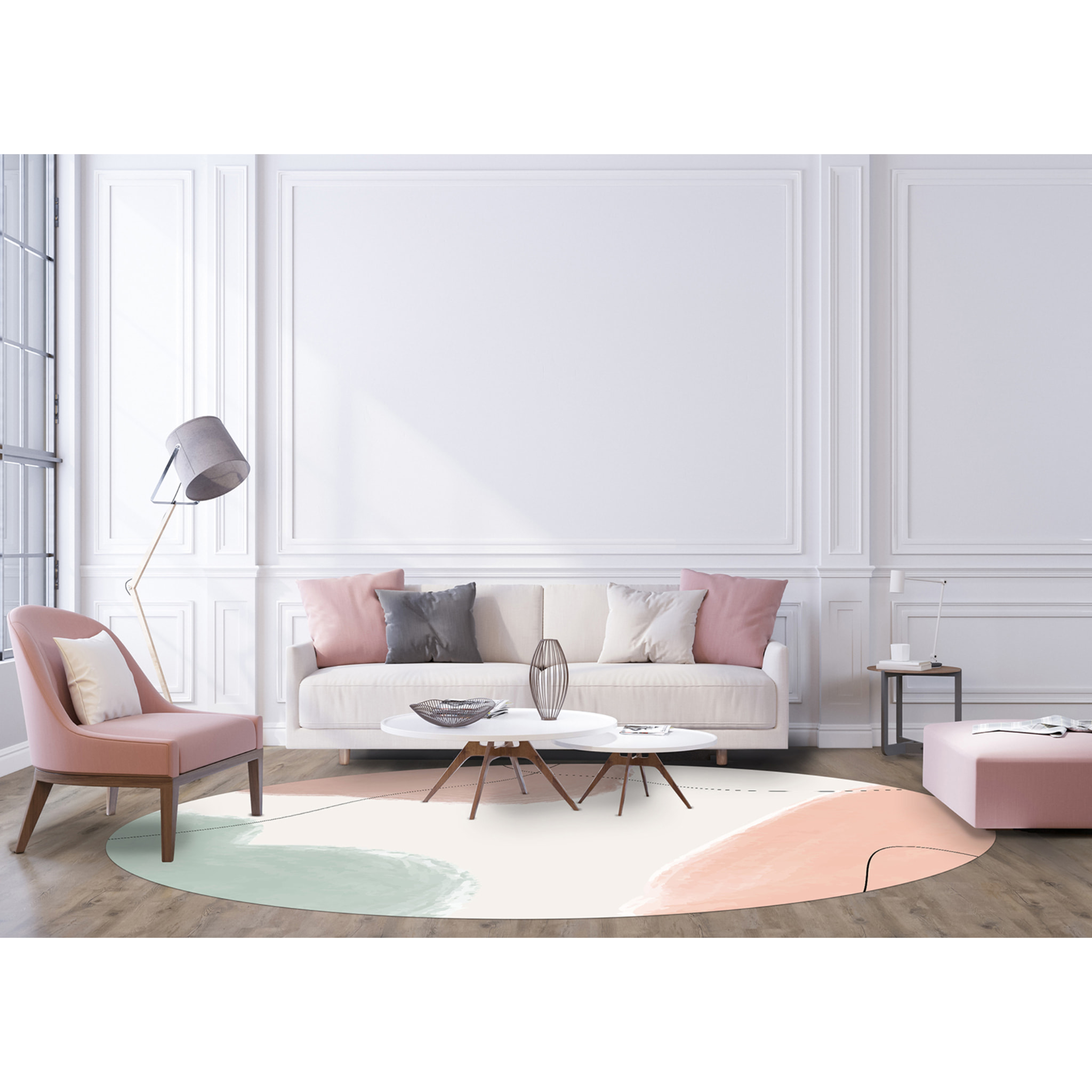 Alfombra de vinilo CERAMIKO, Zoa, diseño moderno [Diam] 100 cm