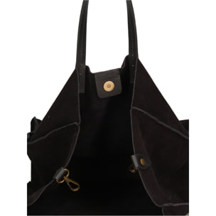 Borsa a mano da donna Made in Italy - Modello Novara Lux - Pelle Scamosciata - 34.5 x 32.0 x 17.0 cm