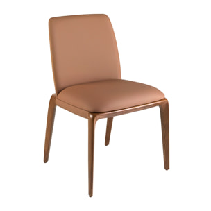 Silla Angel Cerdá tapizada en polipiel marrón con patas de madera en nogal 52x60x83cm