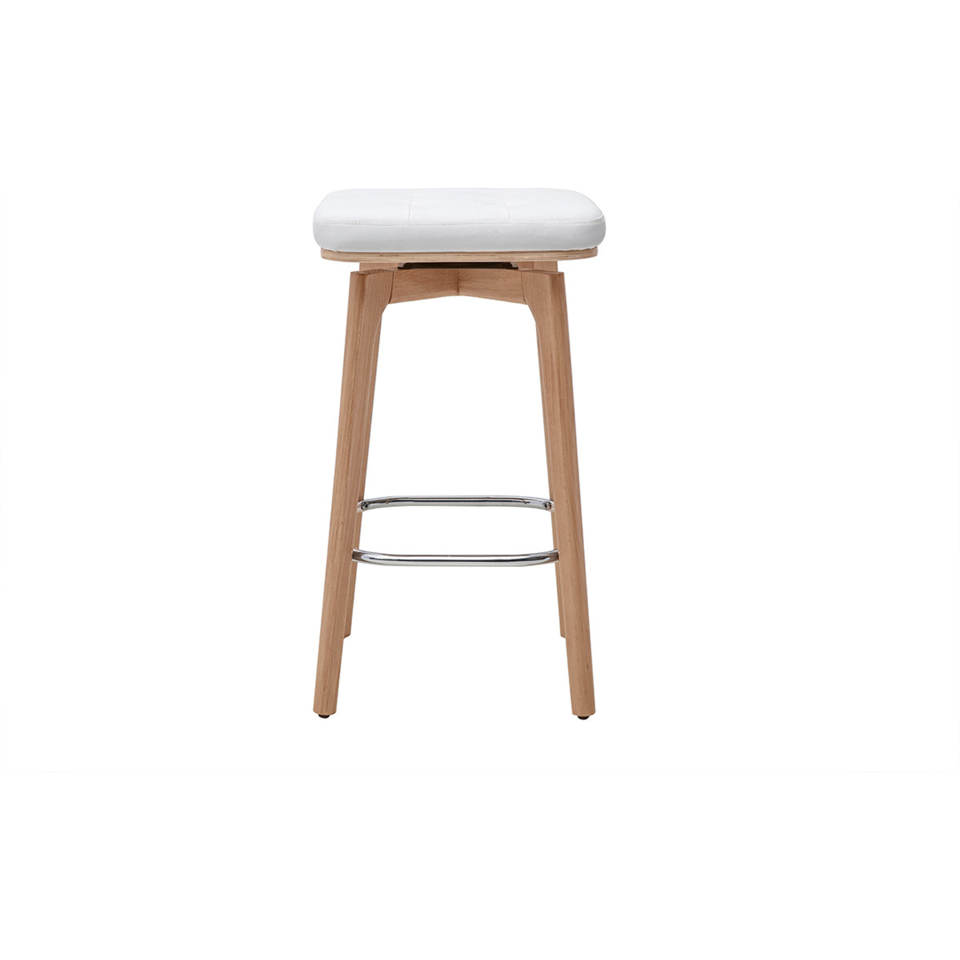 Tabourets de bar pivotants 360° blancs et bois clair H67.5 cm (lot de 2) GRAMMA