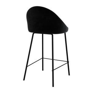 Lot de 2 chaises pour îlot central 65 cm en velours noir - Misty