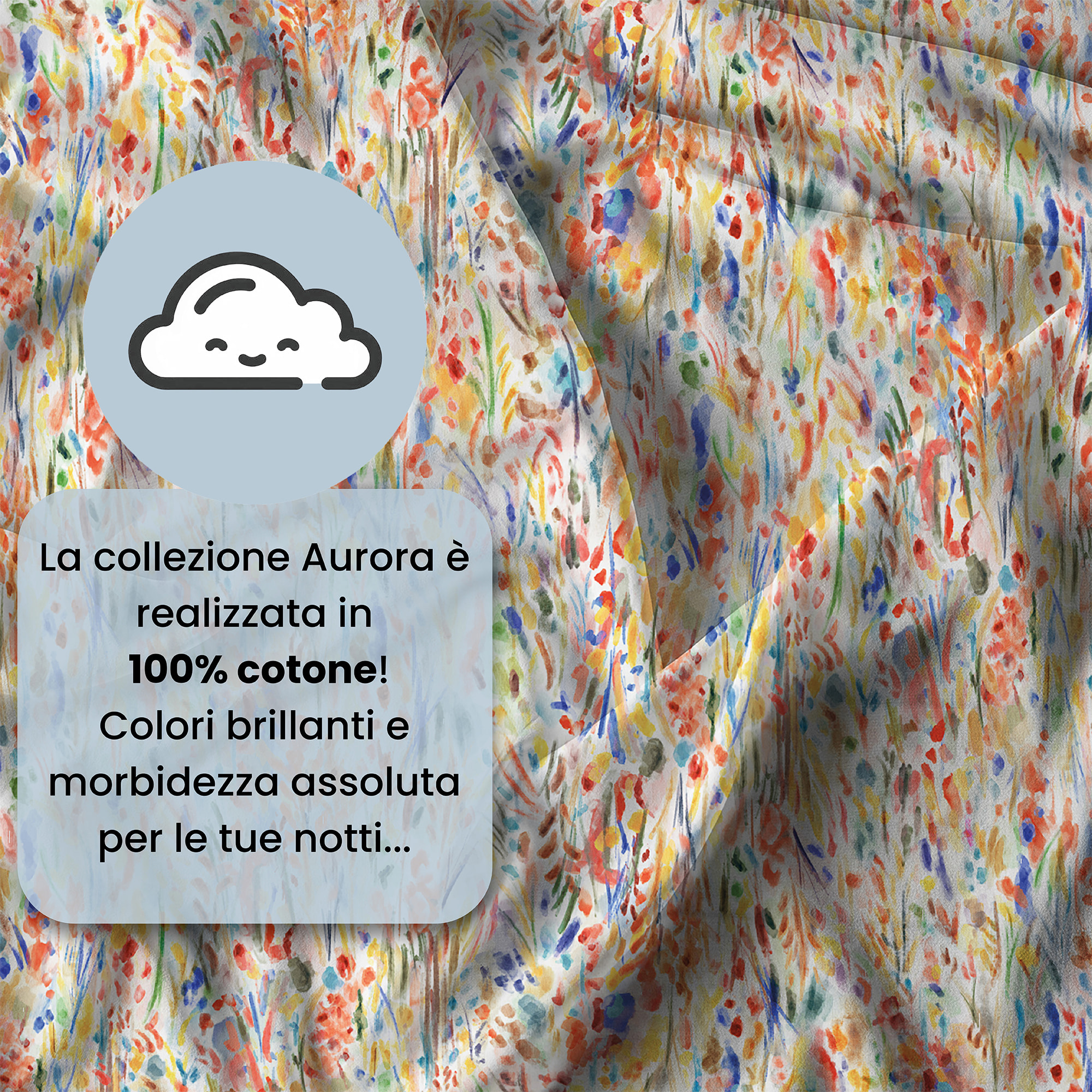 PARURE COPRIPIUMINO MATRIMONIALE AURORA STAMPA DIGITALE -100% cotone Made in Italy