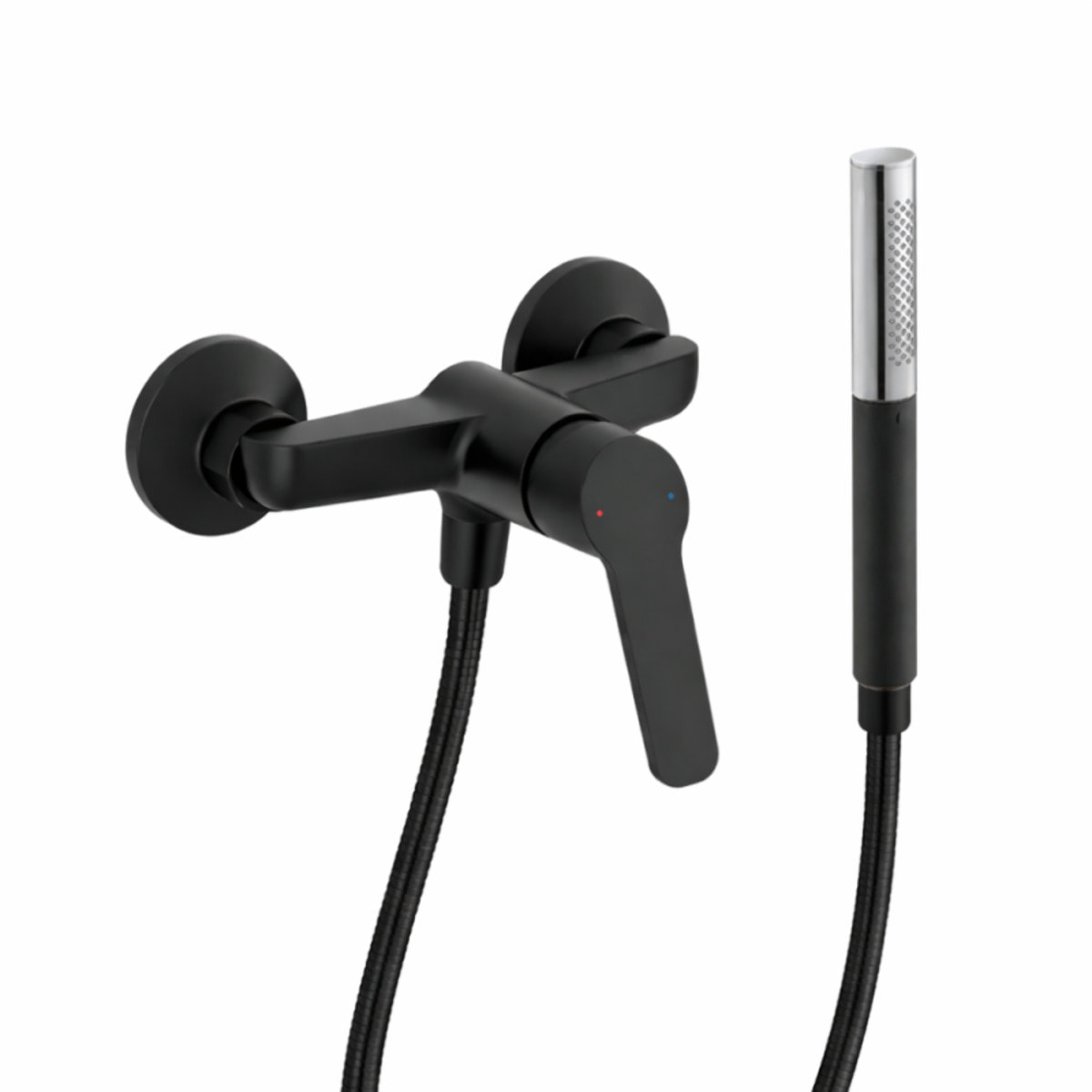 Mitigeur douche Aimé + douchette stick Shift Ellipse + flexible 1,6m noir et chromé