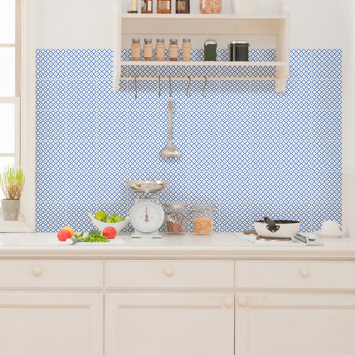 Stickers muraux - Sticker Mural Carrelage adhésif Cuisine Salle de Bain - 60 STICKERS CARREAUX DE CIMENT ORIENTAL ZARZIS